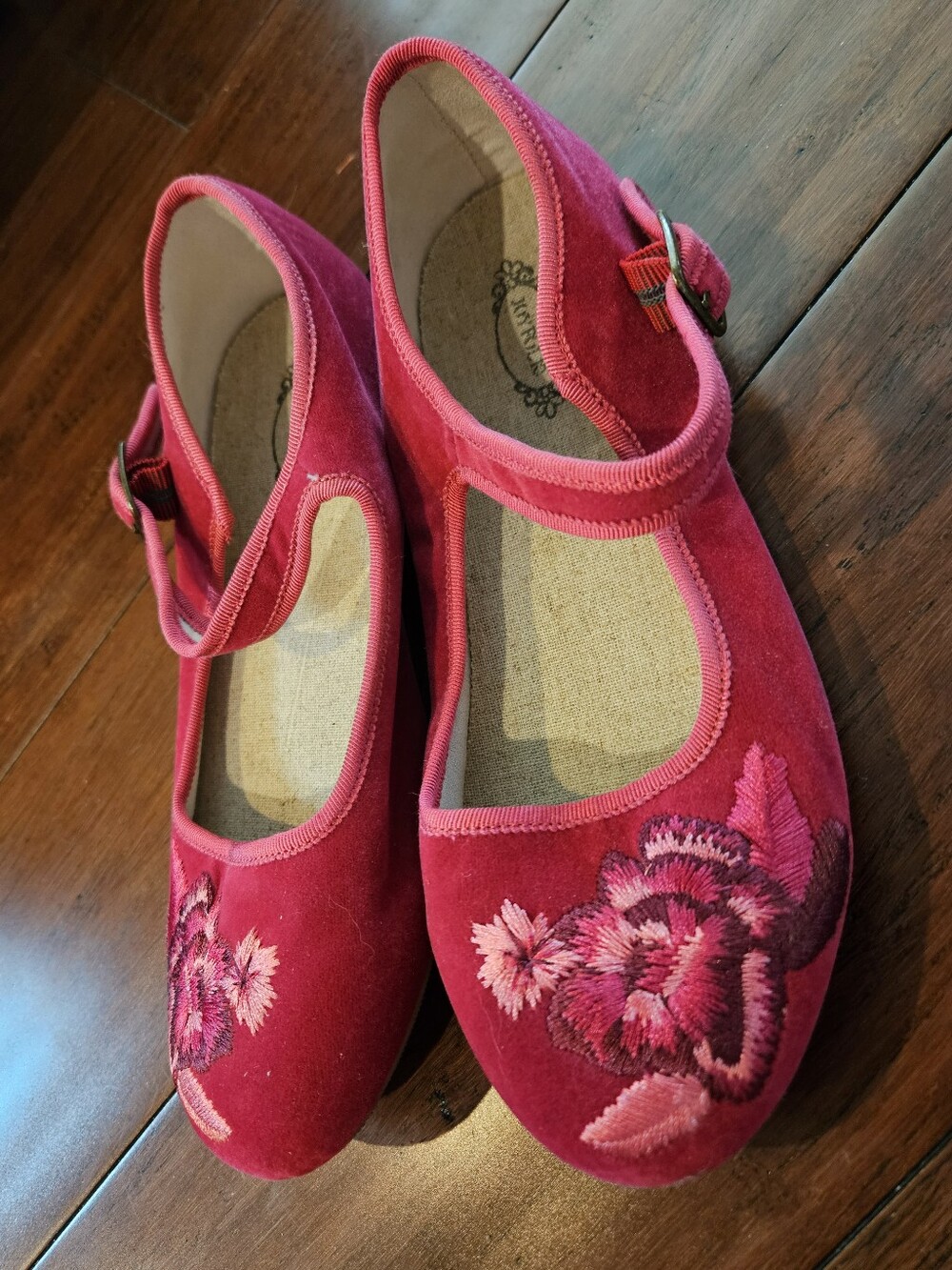 Joyfolie Women’s Pink Embroidered Mary Jane Flats Size 4